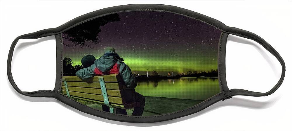 Northern Lights Face Mask featuring the photograph Northern Lights Tahquamenon River Traci and Norris -0813 by Norris Seward