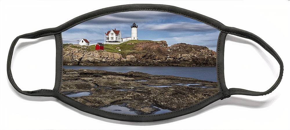 Maine Face Mask featuring the photograph Nubble Light by Robert Fawcett