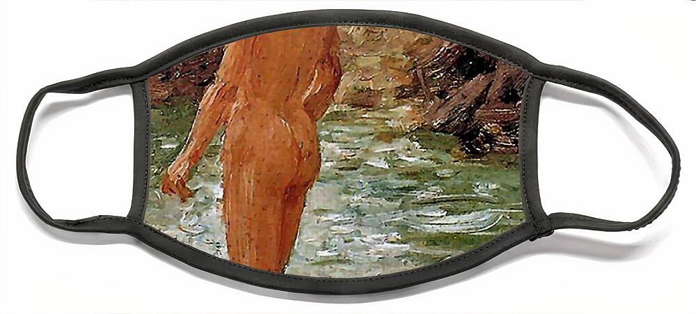 Nude Boy Face Mask featuring the painting Nude Boy by Henry Scott Tuke