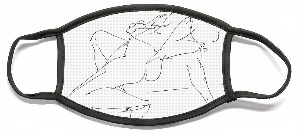 Female Face Mask featuring the drawing Nude-Female-Drawing-17 by Gordon Punt