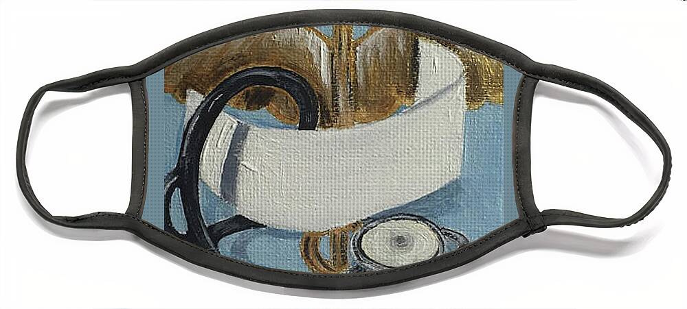 Nursing Face Mask featuring the painting Nursing Cap, Stethoscope by Melissa Torres