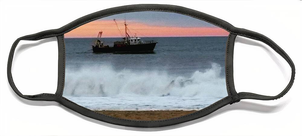 Ocean Face Mask featuring the photograph Ocean Tug in the Storm by Vic Ritchey
