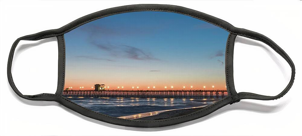 Beach Face Mask featuring the photograph Oceanside Pier at Sunset by David Levin