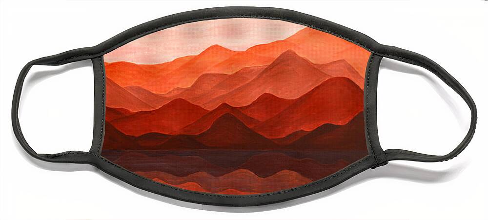 Mountains Face Mask featuring the painting Ode To Silence by Iryna Goodall