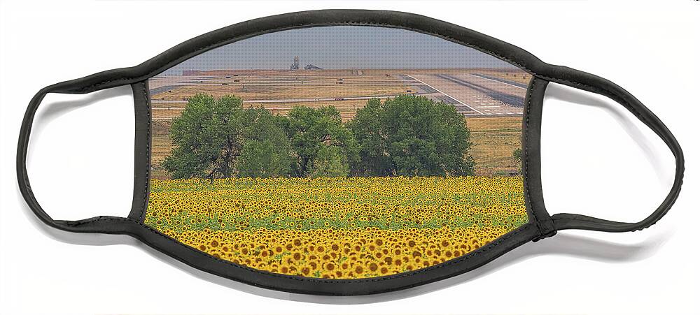 Sunflower Fields Face Mask featuring the photograph O'er Fields of Gold by Jim Garrison
