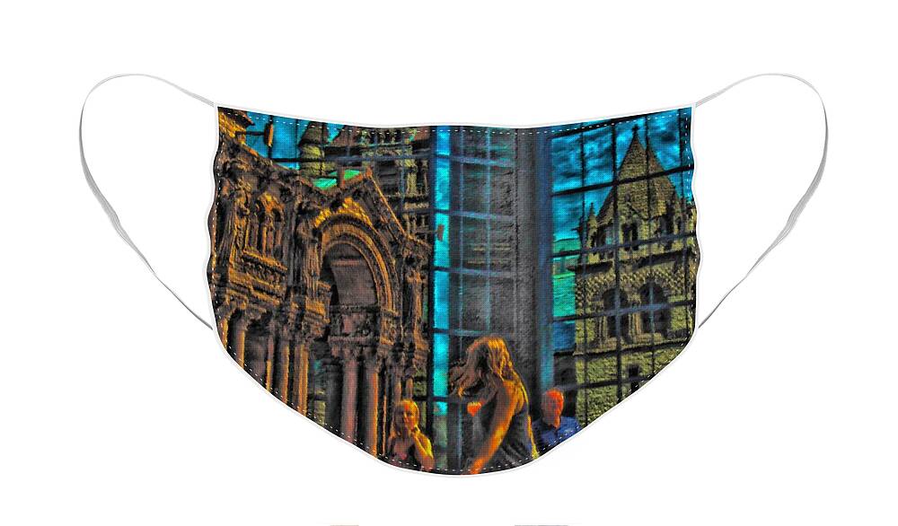 Trinity Church Face Mask featuring the digital art Of Light and Mirrors by Vincent Green