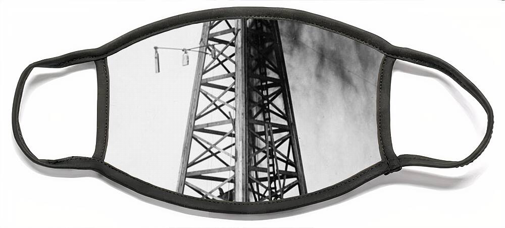 1922 Face Mask featuring the photograph OKLAHOMA OIL WELL, c1922 by Granger