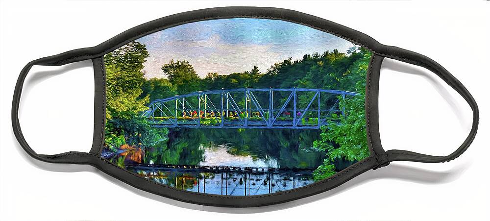 Oil Painting Effect Face Mask featuring the photograph Simsbury Flower Bridge 2 by Lorraine Cosgrove
