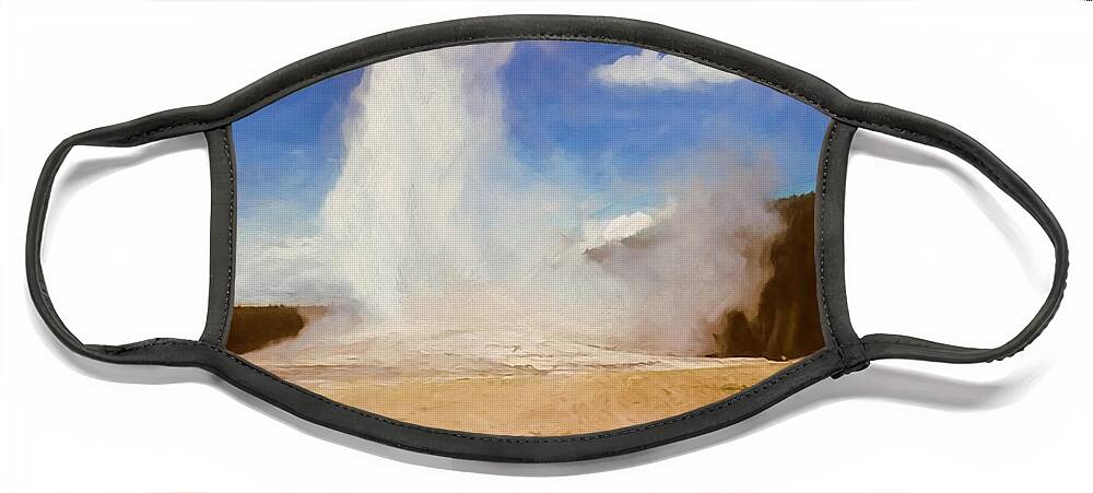  Face Mask featuring the digital art Old Faithful Vintage 5 by Cathy Anderson