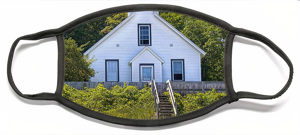 Lighthouse Face Mask featuring the photograph Old Mission Point Lighthouse in Grand Traverse Bay Michigan Number 2 by Randall Nyhof