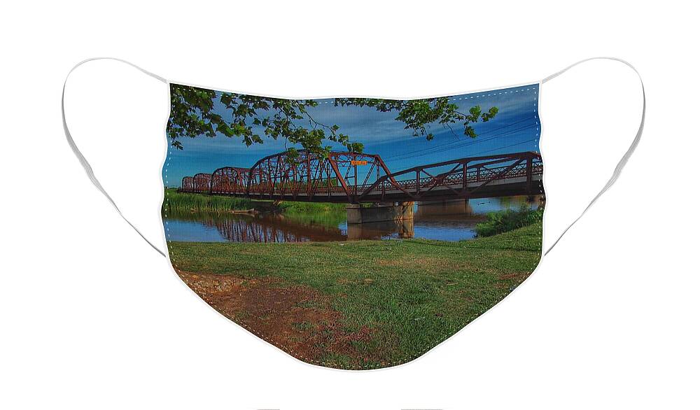 Lake Overholser Face Mask featuring the photograph Old Route 66 Bridge by Buck Buchanan