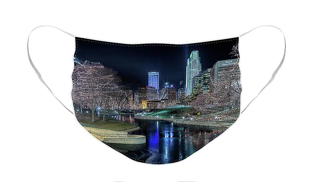 Omaha Face Mask featuring the photograph Omaha Holiday Lights Festival by Susan Rissi Tregoning