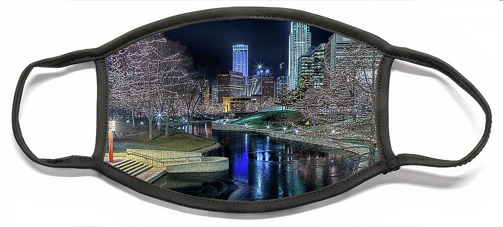 Omaha Face Mask featuring the photograph Omaha Holiday Lights Festival by Susan Rissi Tregoning