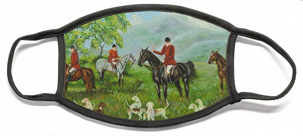 Fox Hunt Face Mask featuring the painting On The Hunt by Charlotte Blanchard