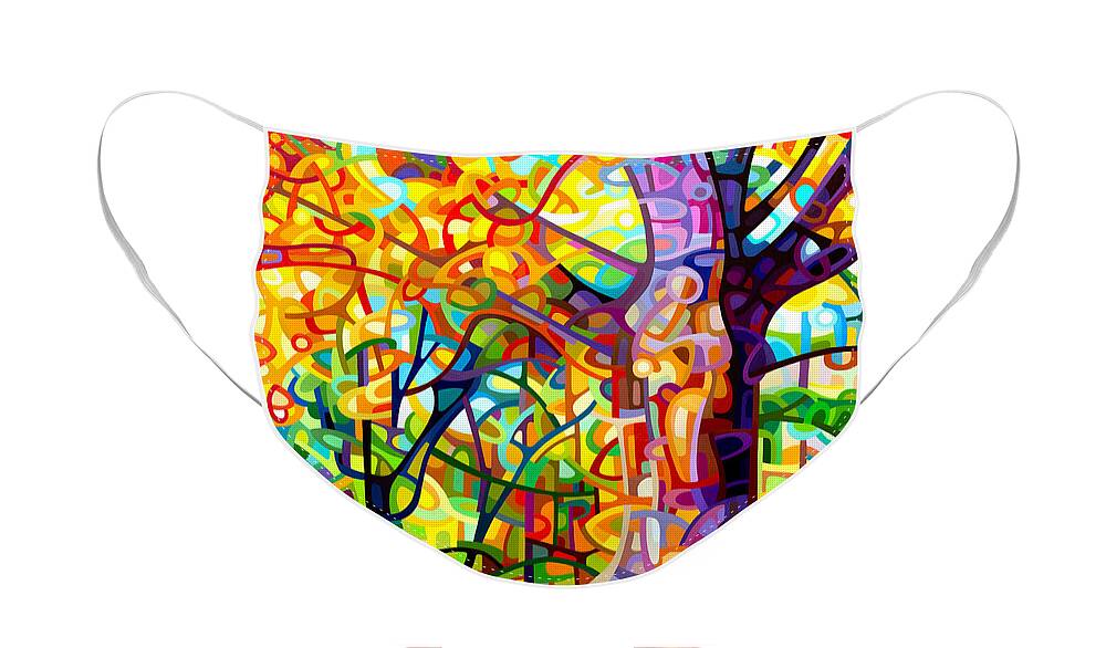 Fine Art Face Mask featuring the painting One Fine Day by Mandy Budan