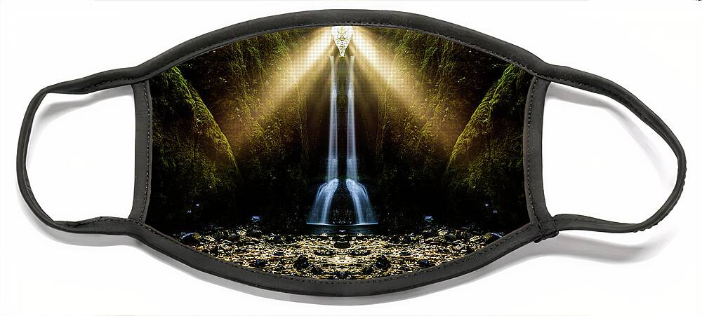 Natural Face Mask featuring the digital art Oneonta Falls Reflection by Pelo Blanco Photo