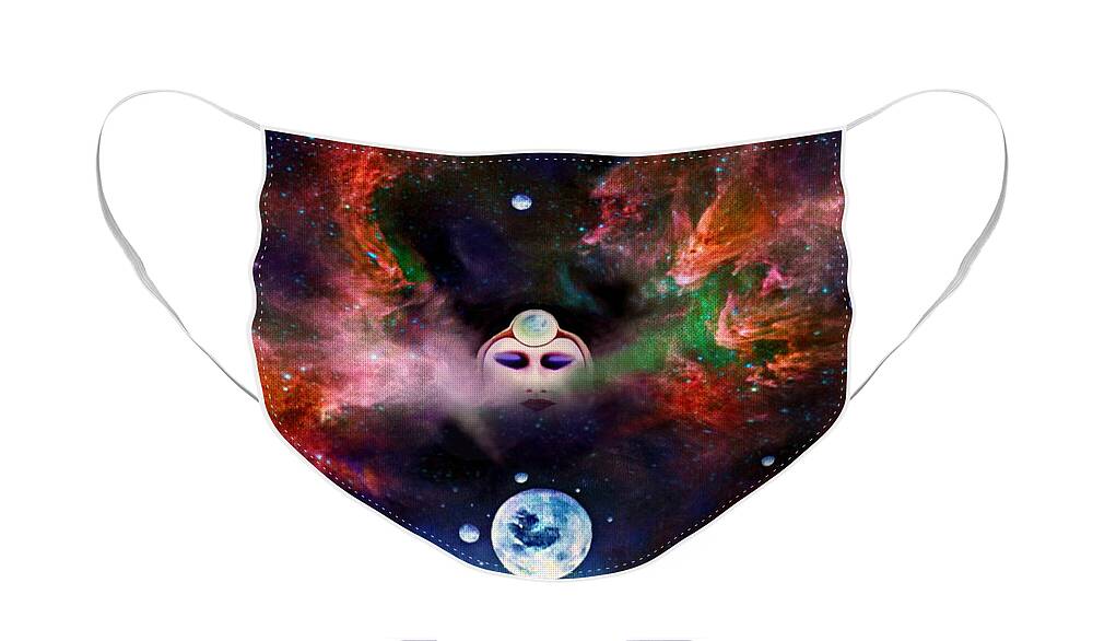 Outer Space Face Mask featuring the painting Oracle Calling the Beasts by David Neace