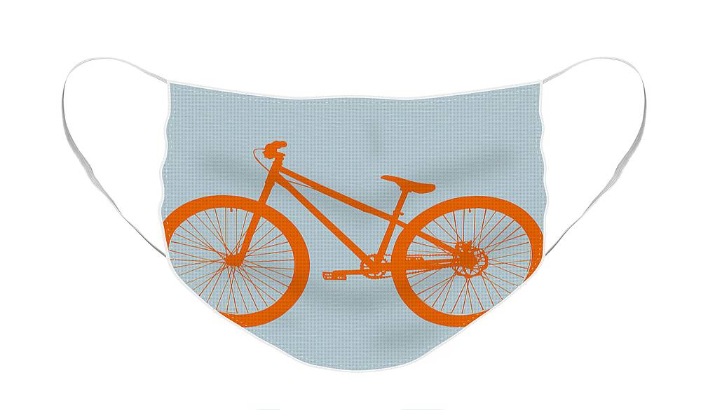 Bicycle Face Mask featuring the digital art Orange Bicycle by Naxart Studio