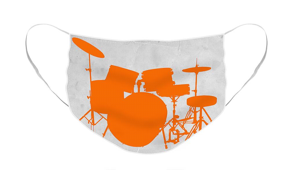 Drums Face Mask featuring the photograph Orange Drum Set by Naxart Studio