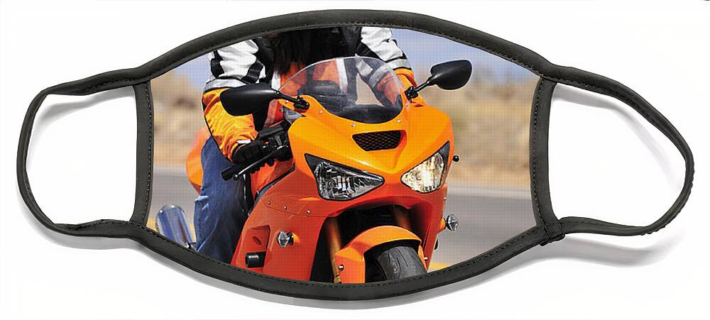 Motorcycle Face Mask featuring the photograph Orange Fire by Robert WK Clark