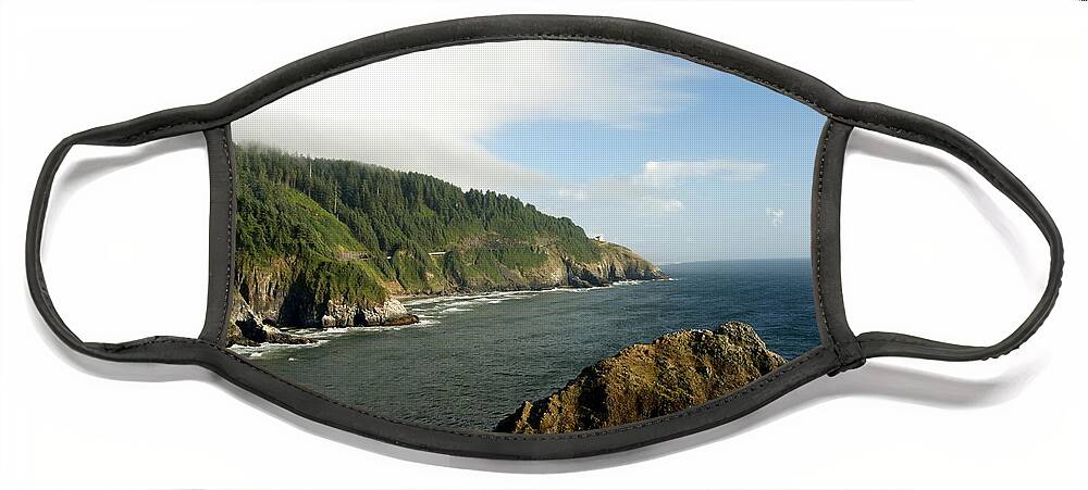 Blue Sky Face Mask featuring the photograph Oregon Coastline by Beth Collins