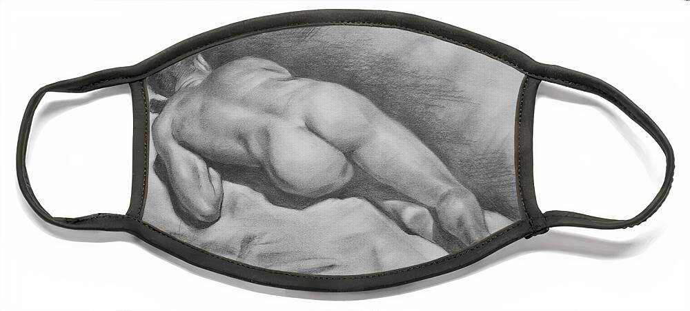 Hongtao Huang Face Mask featuring the drawing Original Drawing Male Nude#17316 by Hongtao Huang