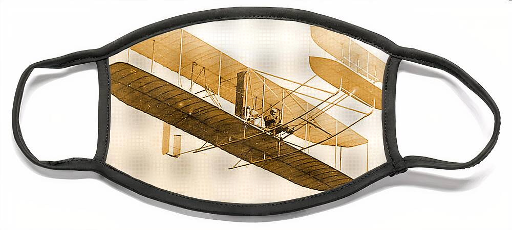 Historical Face Mask featuring the photograph Orville Wright In Wright Flyer 1908 by Science Source