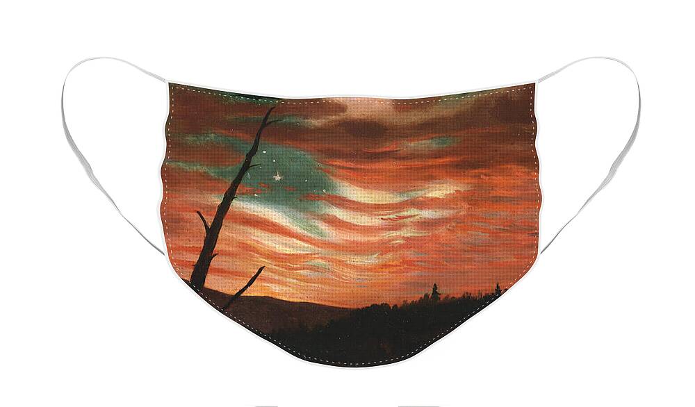 Our Face Mask featuring the painting Our Banner in the Sky by Frederic Edwin Church