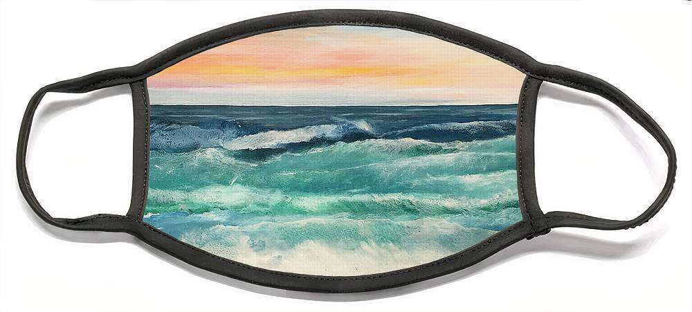 Ocean Face Mask featuring the painting Our Day At The Beach by Linda Bailey