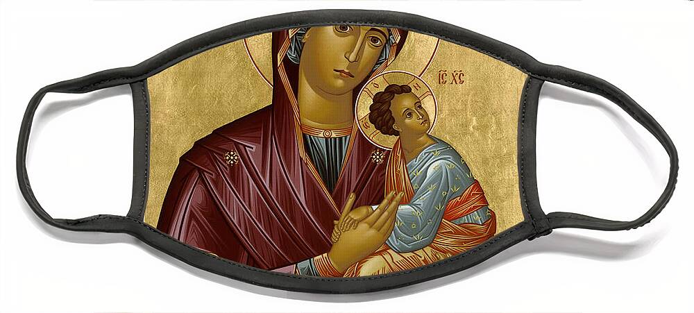 Our Lady Of Perpetual Help Face Mask featuring the painting Our Lady of Perpetual Help - RLOPH by Br Robert Lentz OFM