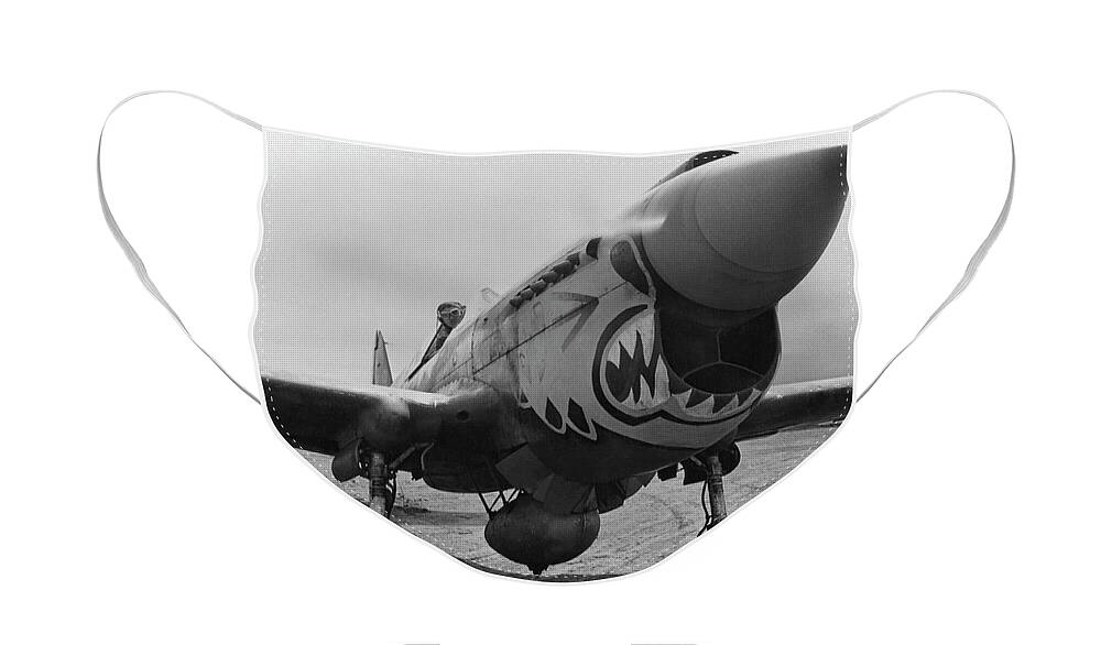 Ww2 Face Mask featuring the photograph P-40 Warhawk - Flying Tiger by War Is Hell Store