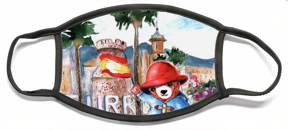 Go Teddy Face Mask featuring the painting Paddington Arrival In Spain by Miki De Goodaboom