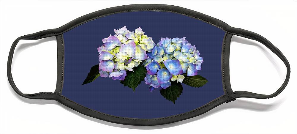 Hydrangea Face Mask featuring the photograph Pale Pink and Blue Hydrangea by Susan Savad