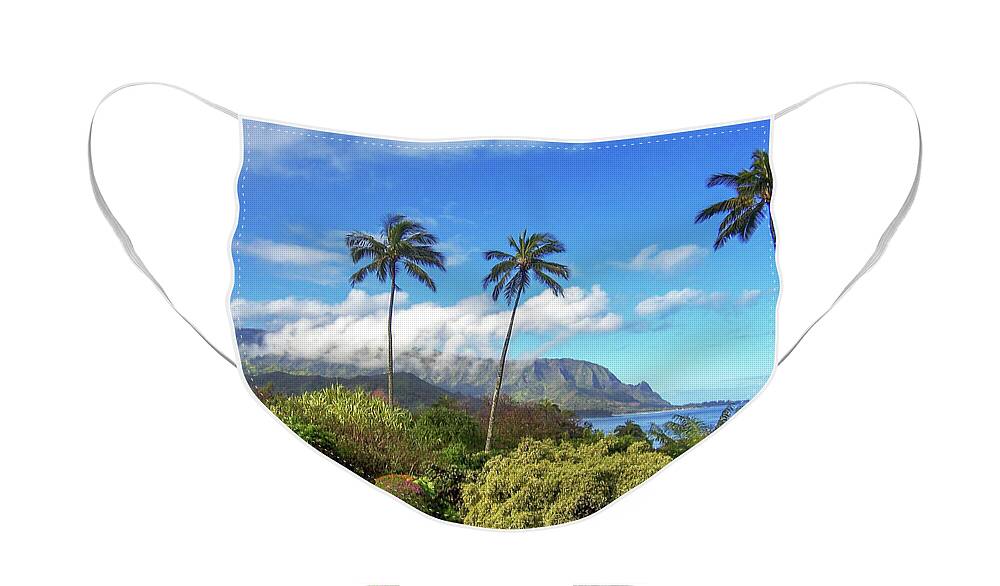 Landscape Face Mask featuring the photograph Palms at Hanalei by James Eddy