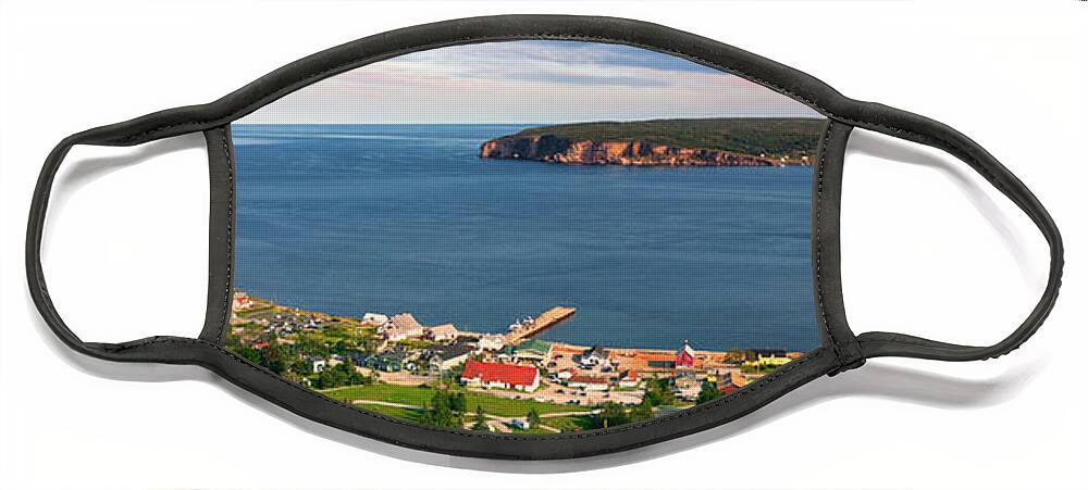Perce Face Mask featuring the photograph Panoramic view in Perce Quebec by Elena Elisseeva
