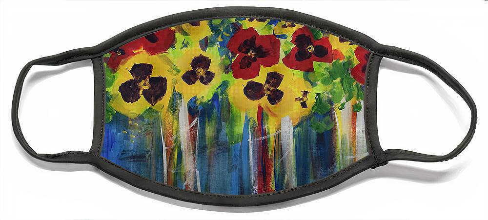 Pansy Face Mask featuring the painting Pansy Parade by Terri Einer