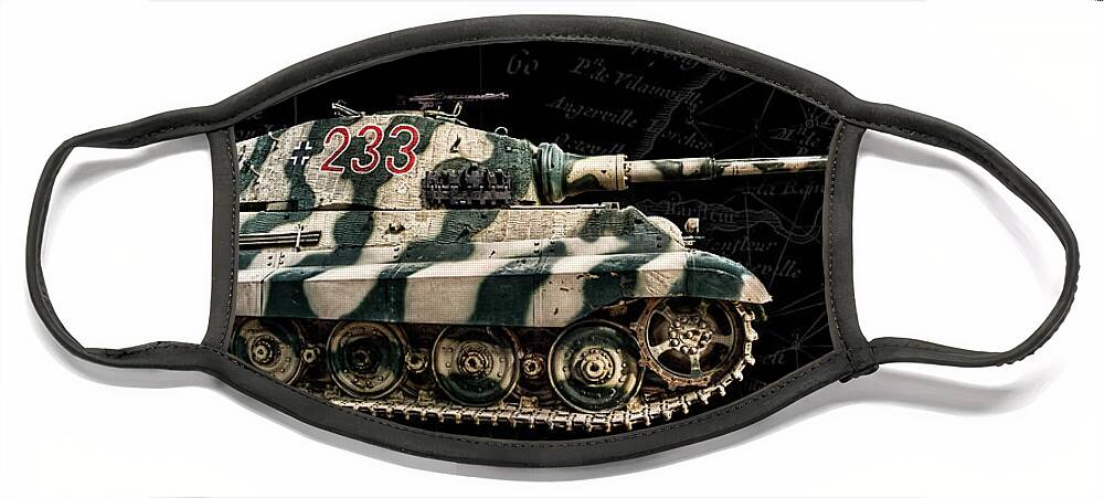 Panzer Vi Face Mask featuring the photograph Panzer Tiger II Side BK BG by Weston Westmoreland