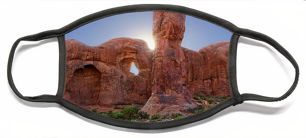Desert Face Mask featuring the photograph Parade of Elephants in Arches National Park by Mike McGlothlen