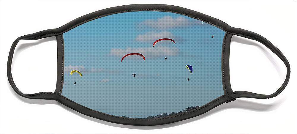 Beach Face Mask featuring the photograph Paragliders at Torrey Pines Gliderport by David Levin