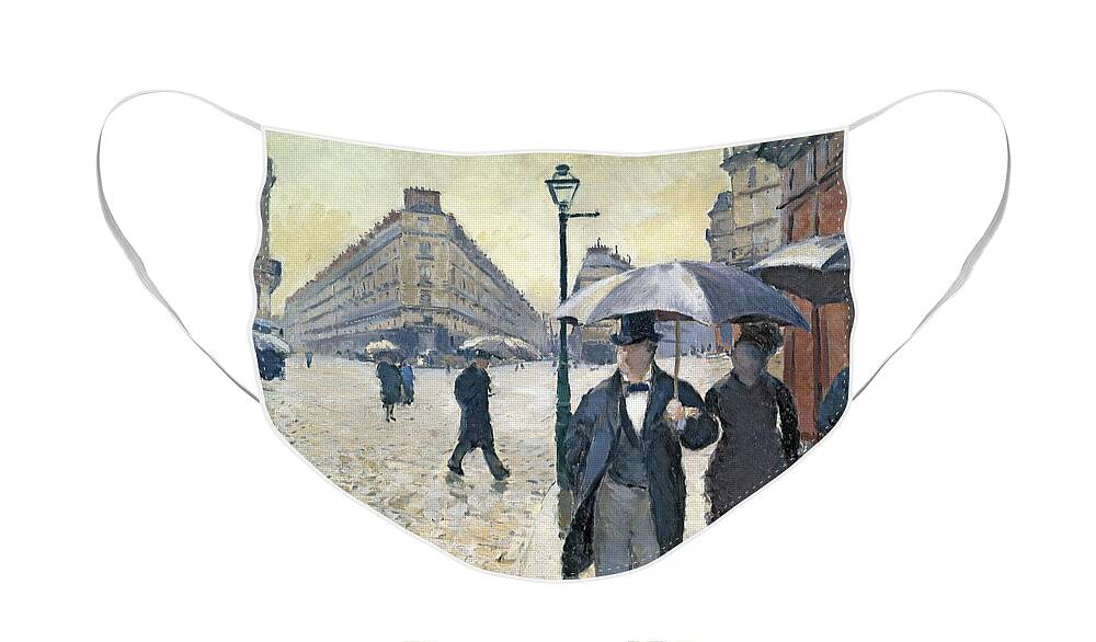 Sketch Face Mask featuring the painting Paris a Rainy Day by Gustave Caillebotte
