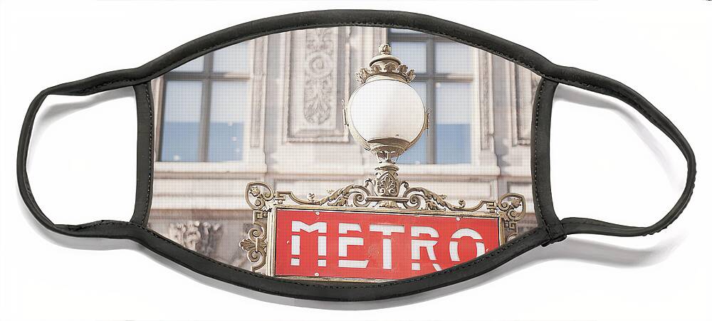 Photography Face Mask featuring the photograph Paris Metro sign Architecture by Ivy Ho