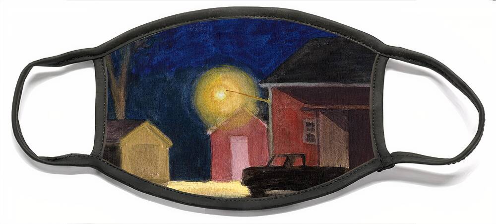 Night Scenes Face Mask featuring the painting Parked by the Barn by Arthur Barnes