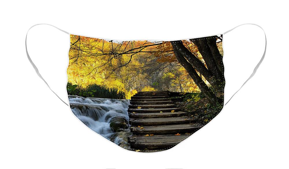Plitvice Face Mask featuring the photograph Path in Plitvice by Ivan Slosar