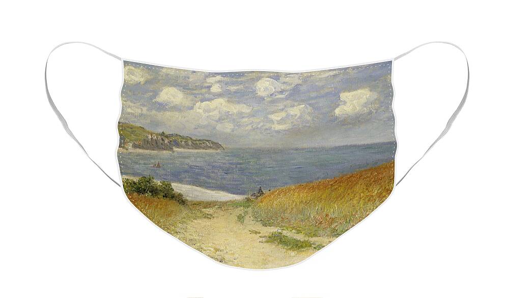 #faatoppicks Face Mask featuring the painting Path in the Wheat at Pourville by Claude Monet