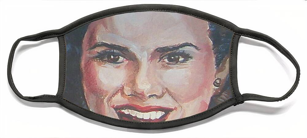 Patsy Cline Face Mask featuring the painting Patsy Cline by Bryan Bustard