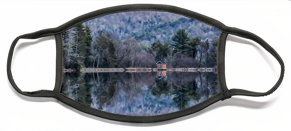 Cooper Lake Face Mask featuring the photograph Patterns and Reflections at the Lake by Nancy De Flon
