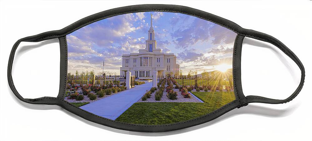 Payson Face Mask featuring the photograph Payson Temple I by Chad Dutson