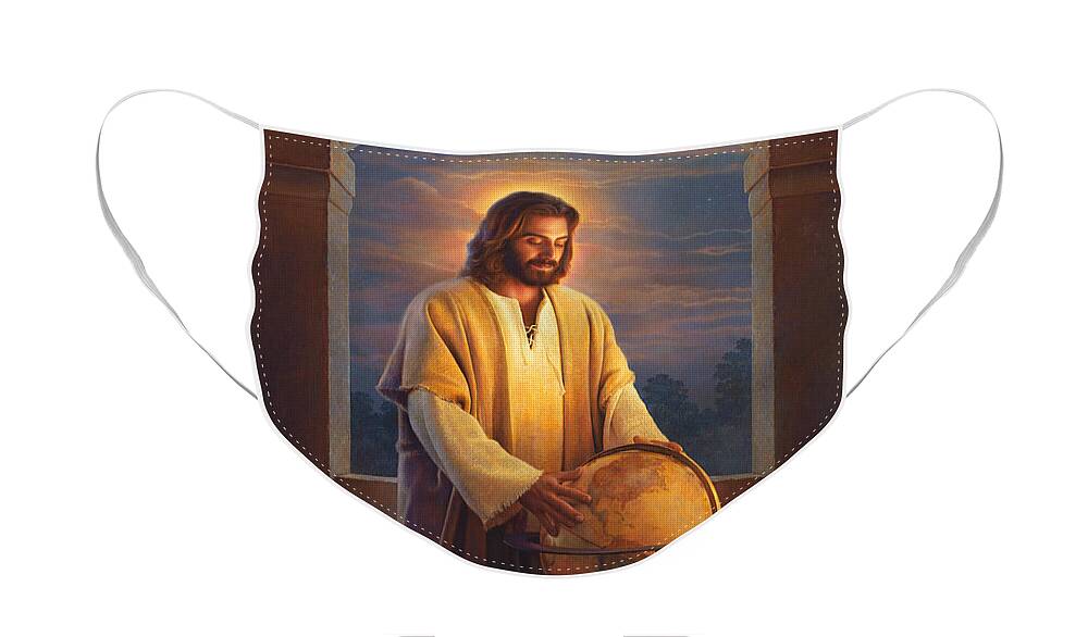 Jesus Face Mask featuring the painting Peace on Earth by Greg Olsen