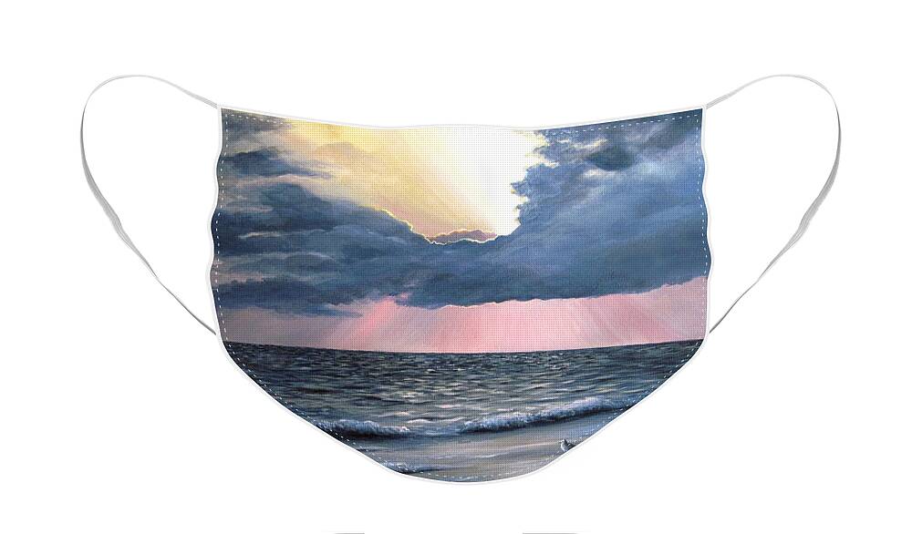 Sea Face Mask featuring the painting Peaceful Beach Memories Sea View 246 by Lucie Dumas