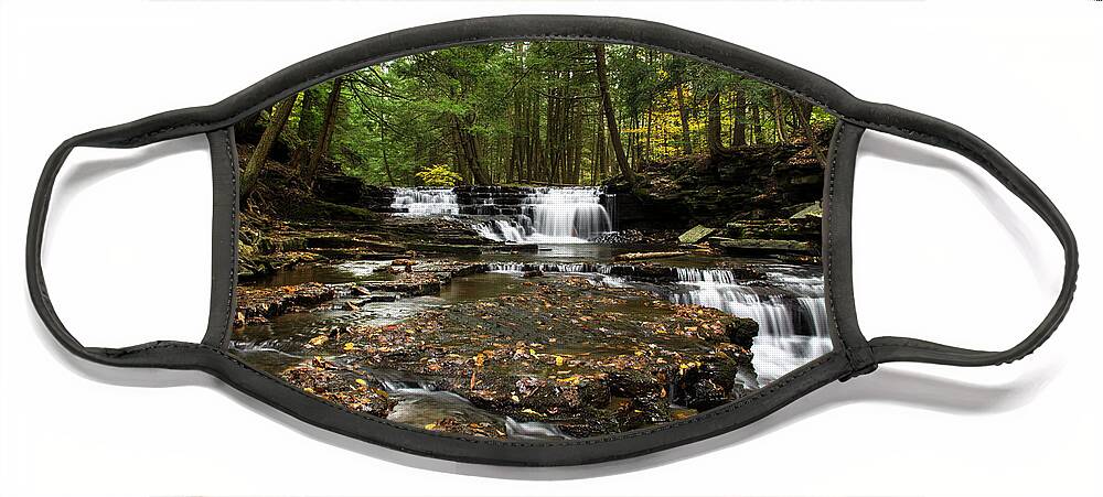 Waterfall Face Mask featuring the photograph Peaceful Flowing Falls by Christina Rollo